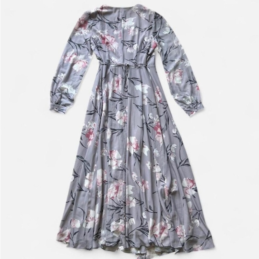 Chicwish Floral Gray and Pink Maxi Dress